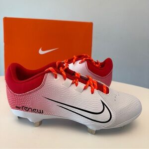 Nike White and Red Softball Cleats